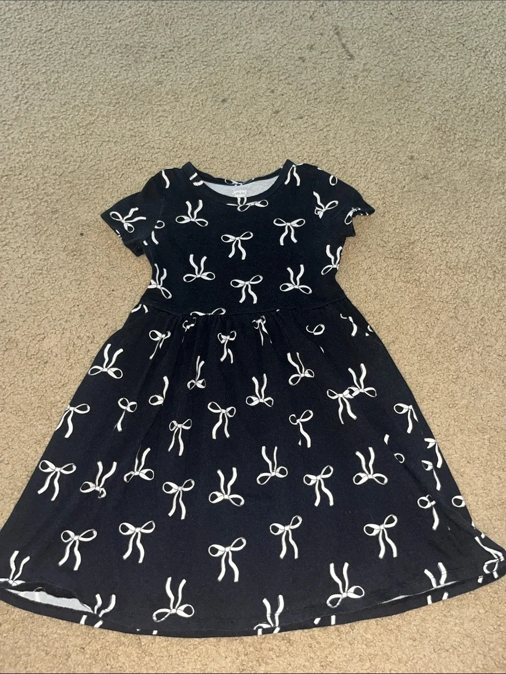 jumping beans Black Dress with White Bow Print